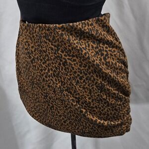 Urban Outfitters Leopard Print‎ Ruched Mini Skirt Brown Black Womens Small Y2K